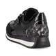 
Nachtschwarze remonte Damen Sneaker D0H01-01 mit Schnürung und Reißverschluss. Schuh von hinten