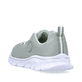 Mintgrüne Rieker Damen Sneaker 54021-52 mit Schnürung sowie einer flexiblen Sohle. Schuh von hinten.