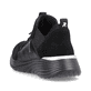 Schwarze Rieker Damen Slipper W0400-00 mit flexibler und ultra leichter Sohle. Schuh von hinten.
