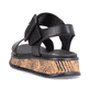 Schwarze Rieker Damen Riemchensandalen W0800-00 mit einer Plateausohle. Schuh von hinten.