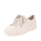 
Cremebeige Rieker Damen Sneaker Low N5935-62 mit einer schockabsorbierenden Sohle. Schuh seitlich schräg