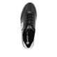Tiefschwarze remonte Damen Sneaker D1C02-01 mit Schnürung sowie Metallelement. Schuh von oben.