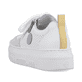 Weiße Rieker Damen Sneaker Low M1905-80 mit Reißverschluss sowie geprägtem Logo. Schuh von hinten.