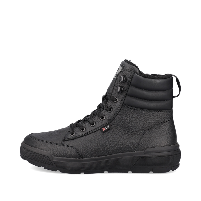 Schwarze Rieker Herren Sneaker High U0071-01 mit wasserabweisender TEX-Membran. Schuh Außenseite.