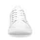 Reinweiße Rieker Damen Sneaker Low 45606-80 mit einer Schnürung. Schuh von vorne.
