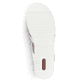 Perlweiße Rieker Keilsandaletten V02Y5-80 mit einem Elastikeinsatz. Schuh Laufsohle.