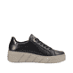 Schwarze Rieker Damen Sneaker Low W0504-00 mit einer Plateausohle. Schuh Innenseite.