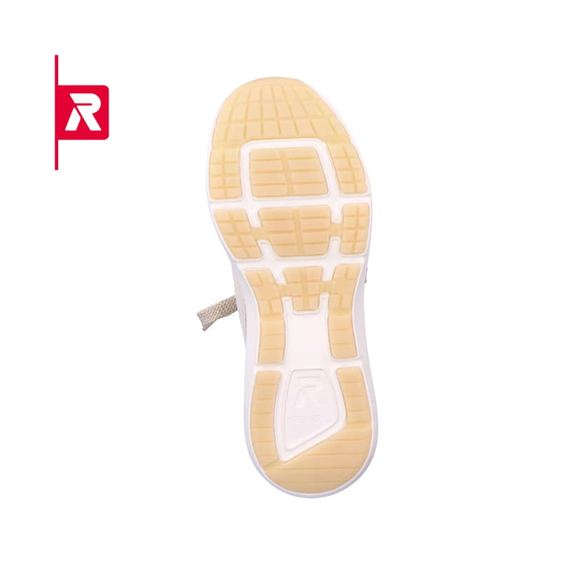 Sandbeige Rieker EVOLUTION Damen Slipper 42109-60 mit einer super leichten Sohle. Schuh Laufsohle.