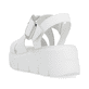 Weiße Rieker Keilsandaletten W1550-80 mit flexibler und ultra leichter Sohle. Schuh von hinten.