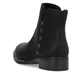 Graphitschwarze Rieker Damen Stiefeletten 73475-00 mit einem Reißverschluss. Schuh von hinten.