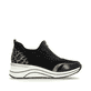 Nachtschwarze vegane remonte Damen Sneaker D0T08-02 mit Animal-Print. Schuh Innenseite.