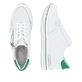 Weiße remonte Damen Sneaker D1318-82 mit Reißverschluss sowie Ziernähten. Schuh von oben, liegend.