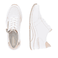 Weiße remonte Damen Sneaker D0T04-80 mit Reißverschluss sowie Extraweite H. Schuh von oben, liegend.