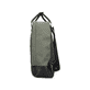 Rieker Damen Rucksack H1530-54 in Khakigrün-Schwarz aus Kunstleder mit Reißverschluss. Rucksack linksseitig.
