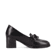 Tiefschwarze remonte Damen Loafers D0V00-01 mit einer Profilsohle mit Blockabsatz. Schuh Innenseite