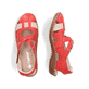Rote Rieker Ballerinas M1677-33 mit einem Klettverschluss sowie Komfortweite G. Schuh von oben, liegend.
