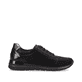 Nachtschwarze remonte Damen Sneaker R6700-03 mit Schnürung und Reißverschluss. Schuh Innenseite