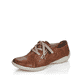 Kastanienbraune Rieker Damen Schnürschuhe 58821-22 mit einem Reißverschluss. Schuh seitlich schräg.