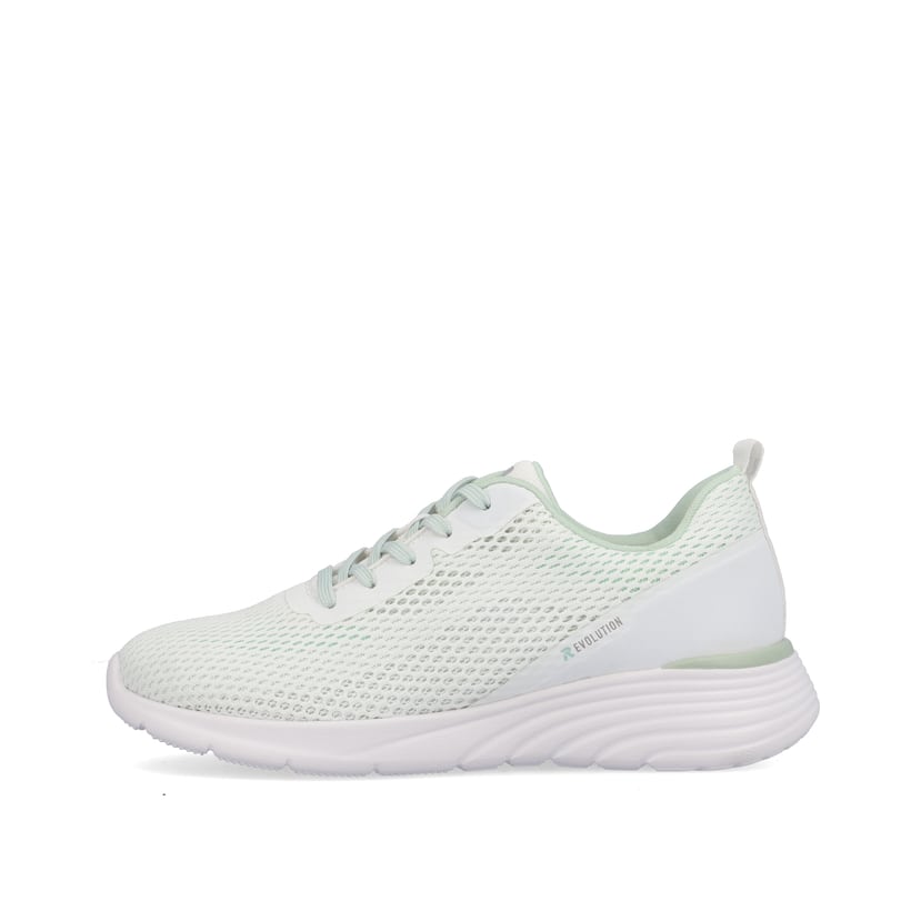 Weiße Rieker Damen Sneaker Low W0401-80 mit flexibler und ultra leichter Sohle. Schuh Außenseite.