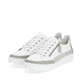 Reinweiße remonte Damen Sneaker D5826-80 mit einem Reißverschluss. Schuhpaar seitlich schräg.