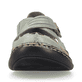 Mintgrüne Rieker Ballerinas 46368-52 mit einem Klettverschluss. Schuh von vorne.