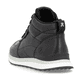 Schwarze Rieker Damen Sneaker High 42570-00 mit einer flexiblen Sohle. Schuh von hinten.