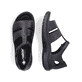 Schwarze Rieker Damen Riemchensandalen 64865-01 mit einem Klettverschluss. Schuh von oben, liegend.