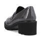 
Dunkelgraue remonte Damen Loafers D0A00-45 mit Elastikeinsatz sowie einem Blockabsatz. Schuh von hinten