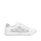 Reinweiße Rieker Damen Sneaker Low 45606-80 mit einer Schnürung. Schuh Innenseite.