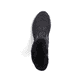 
Nachtschwarze Rieker Damen Schnürstiefel M9683-00 mit Gummizug sowie einer Profilsohle. Schuh von oben