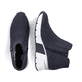 
Dunkelblaue Rieker Damen Chelsea Boots X6361-14 mit einer leichten Plateausohle. Schuhpaar von oben.