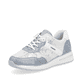 Weiße remonte Damen Sneaker D1G01-80 mit Schnürung sowie weichem Wechselfußbett. Schuh seitlich schräg.