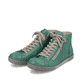 
Smaragdgrüne Rieker Damen Schnürschuhe Z1221-53 mit einer robusten Profilsohle. Schuhpaar schräg.