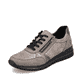 
Asphaltgraue remonte Damen Sneaker R6700-43 mit einer leichten Profilsohle. Schuh seitlich schräg