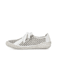 Weiße Rieker Damen Schnürschuhe 54516-80 mit Reißverschluss sowie Löcheroptik. Schuh Außenseite.