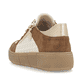 Beige remonte Damen Sneaker D1T00-60 mit remonte Anhänger sowie Reißverschluss. Schuh von hinten.