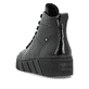 Schwarze Rieker Damen Sneaker High W0561-01 mit einer ultraleichten Plateausohle. Schuh von hinten.