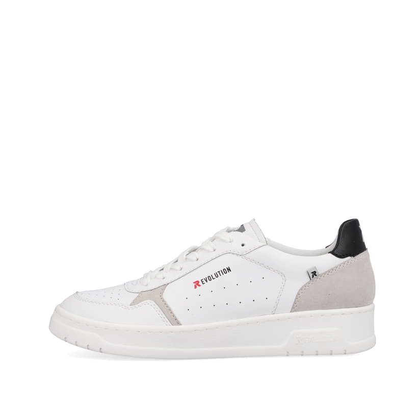 Weiße Rieker Herren Sneaker Low U0401-81 mit strapazierfähiger Sohle. Schuh Außenseite.