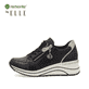 
Glanzschwarze remonte Damen Sneaker D0T03-01 mit einer leichten Sohle mit Keilabsatz. Schuh Außenseite