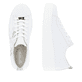 Frostweiße vegane remonte Damen Sneaker D1C03-80 mit einer Schnürung. Schuh von oben, liegend.