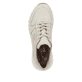 Hellbeige Rieker Damen Sneaker Low M4903-60 mit Schnürung sowie geprägtem Logo. Schuh von oben.