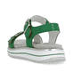 Smaragdgrüne remonte Damen Riemchensandalen D1J51-52 mit einem Klettverschluss. Schuh von hinten.