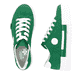 Grüne Rieker Damen Sneaker Low N49W1-52 mit Schnürung sowie Logo an der Seite. Schuh von oben, liegend.