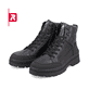 Schwarze Rieker EVOLUTION Herren Stiefel U0271-00 mit einer griffigen Fiber-Grip Sohle. Schuhpaar schräg.