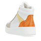 Weiße remonte Damen Sneaker D0J70-81 mit Reißverschluss sowie Löcheroptik. Schuh von hinten.