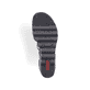 Asphaltschwarze Rieker Keilsandaletten 67480-01 mit einem Klettverschluss. Schuh Laufsohle.