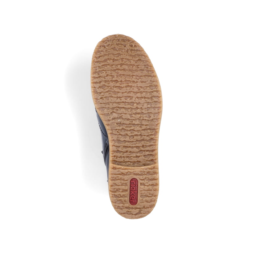Marineblaue Rieker Damen Schnürstiefel 73500-14 mit einer robusten Profilsohle. Schuh Laufsohle.