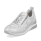
Silberne remonte Damen Sneaker D2401-91 mit einer flexiblen Sohle mit Keilabsatz. Schuh seitlich schräg