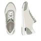 Beige vegane remonte Damen Sneaker R6709-81 mit einem Reißverschluss. Schuh von oben, liegend.