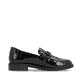 Glanzschwarze remonte Damen Loafer D1U00-00 mit Kettenelement sowie Gummizug. Schuh Innenseite.